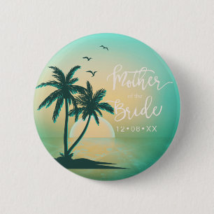 Badge Rond 5 Cm Ile tropicale Mère de la Mariée ID Turquoise581