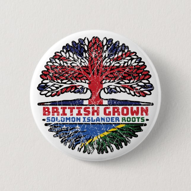Badge Rond 5 Cm Îles Salomon Île Salomon British UK Tree (Devant)