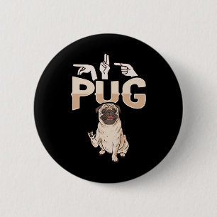 Badge Rond 5 Cm ILL Carlin ASL Gesture mains Sourde perte d'auditi