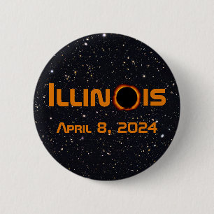 Badge Rond 5 Cm Illinois 2024 Total Solaire Eclipse