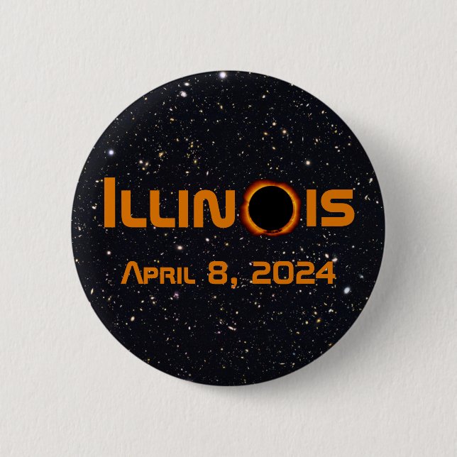 Badge Rond 5 Cm Illinois 2024 Total Solaire Eclipse (Devant)