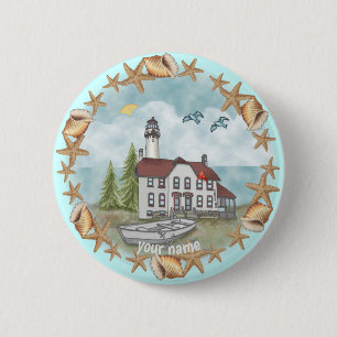 Badge Rond 5 Cm Illinois Shells Lighthouse bouton épinglé