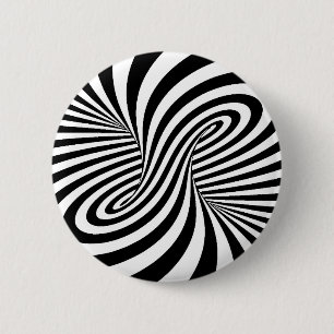 BADGE ROND 5 CM ILLUSION OPTIQUE DE BLACK WHITE ZEBRA SWIRLS