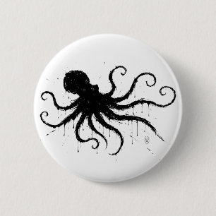 Badge Rond 5 Cm Illustration à l'encre sombre des Orcades – Pieuvr