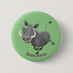 Badge Rond 5 Cm Illustration amusante d'un cochon de phacochère af