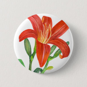 Badge Rond 5 Cm Illustration botanique d'Orange Lily