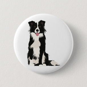 Badge Rond 5 Cm Illustration Collie Bordure !