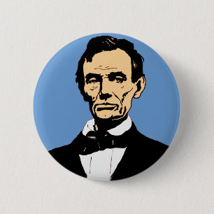 Badge Rond 5 Cm Illustration d'Abraham Lincoln sur le bleu