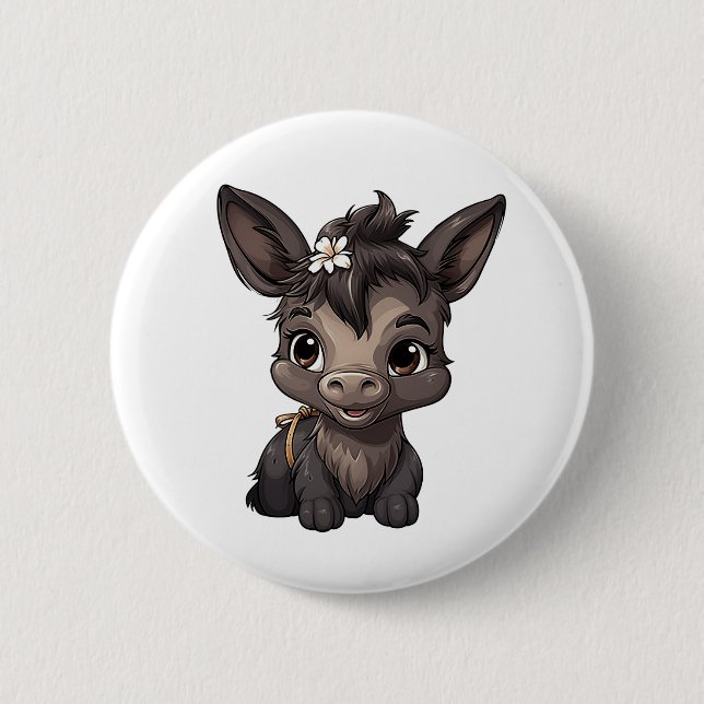 Badge Rond 5 Cm Illustration d'âne de dessin (Devant)