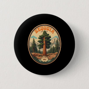 Badge Rond 5 Cm Illustration d'arbre du parc national de Sequoia R