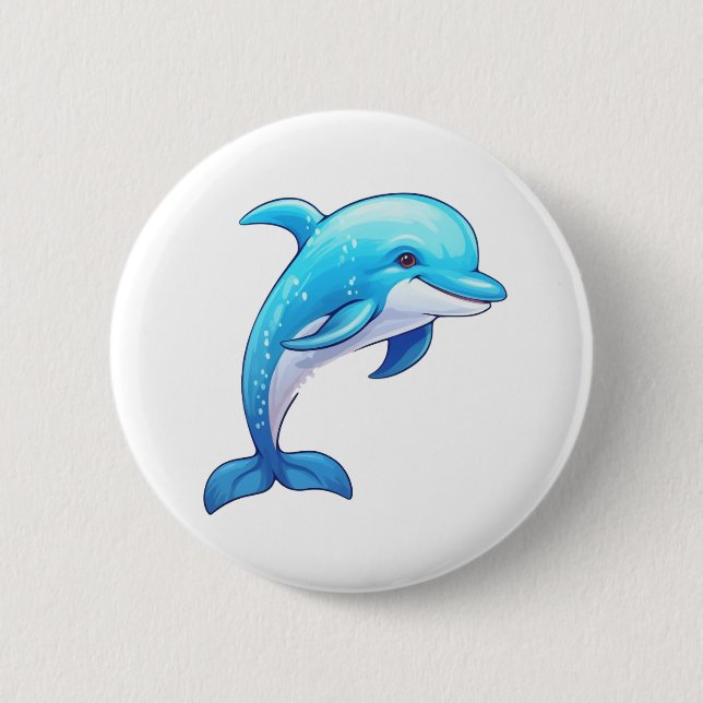Badge Rond 5 Cm Illustration dauphin de dessin (Devant)