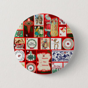 Badge Rond 5 Cm Illustration de bloc de l'Avent de Noël en carré