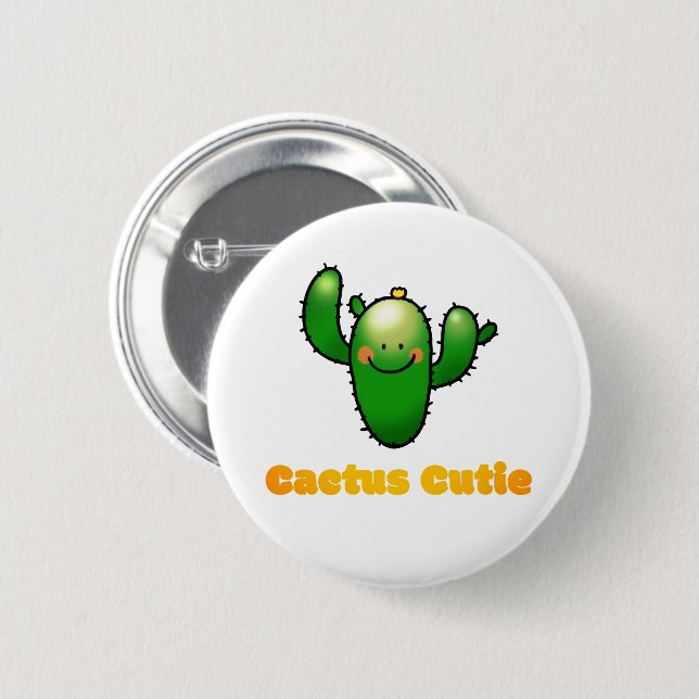 Badge Rond 5 Cm Illustration de cactus souriant mignon (Devant & derrière)