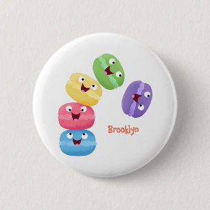 Badge Rond 5 Cm Illustration de caricature de macarons marrant mig
