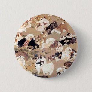 Badge Rond 5 Cm Illustration de Cent Chiens par Ito Jakuchu