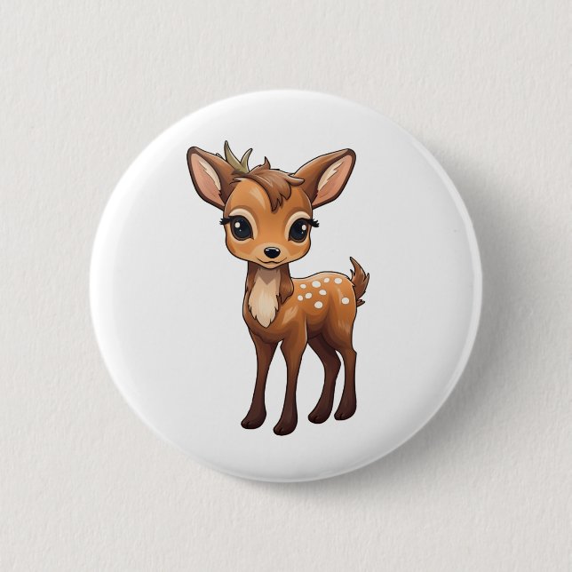 Badge Rond 5 Cm Illustration de cerf de dessin (Devant)