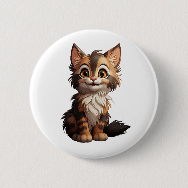 Badge Rond 5 Cm Illustration de chat de dessin animé (Devant)