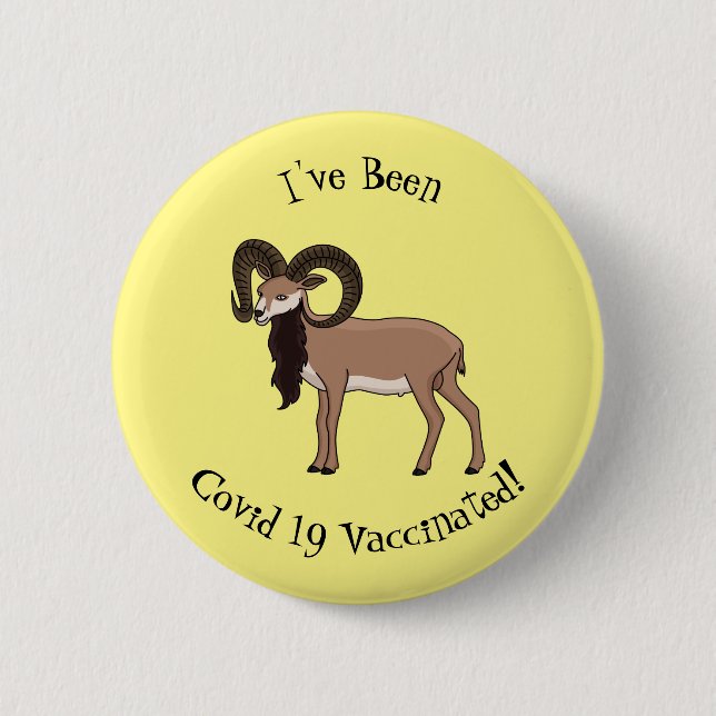 Badge Rond 5 Cm Illustration de chèvre de Mouflon (Devant)