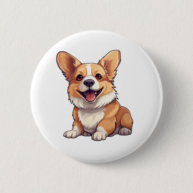 Badge Rond 5 Cm Illustration de chien de dessin animé (Devant)