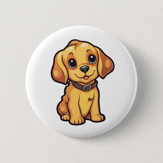 Badge Rond 5 Cm Illustration de chien de dessin animé (Devant)