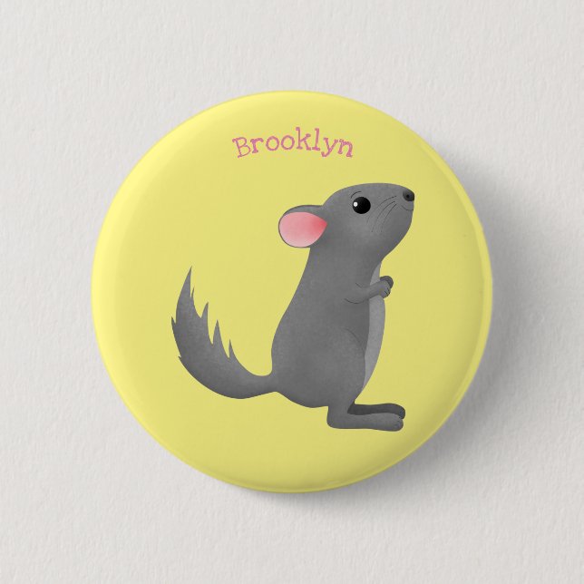 Badge Rond 5 Cm Illustration de chinchilla gris mignon (Devant)