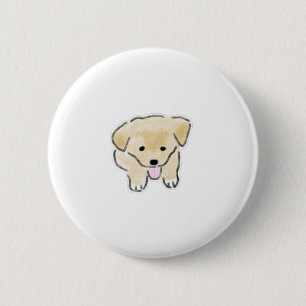 Badge Rond 5 Cm Illustration de chiot souriant heureux dessiné à l