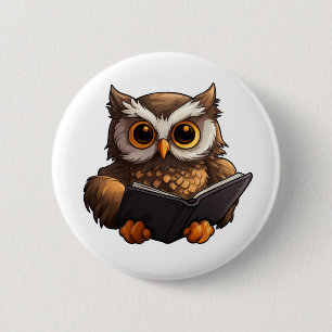 Badge Rond 5 Cm Illustration de chouette de dessin
