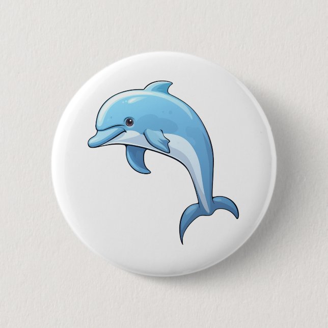Badge Rond 5 Cm Illustration de dauphin dessiné (Devant)