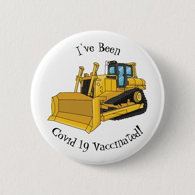 Badge Rond 5 Cm Illustration de dessin animé Bulldozer (Devant)