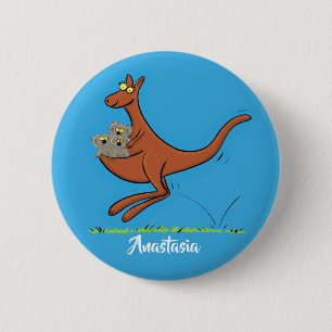 Badge Rond 5 Cm Illustration de dessin animé Cute kangaroo et koal