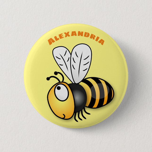 Badge Rond 5 Cm Illustration de dessin animé d'abeilles joyeux (Devant)