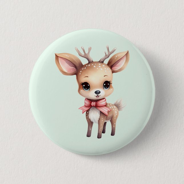 Badge Rond 5 Cm Illustration de dessin animé de bébé cerf mignon (Devant)