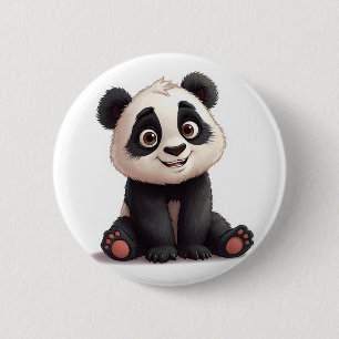 Badge Rond 5 Cm Illustration de dessin animé d'ours panda assis