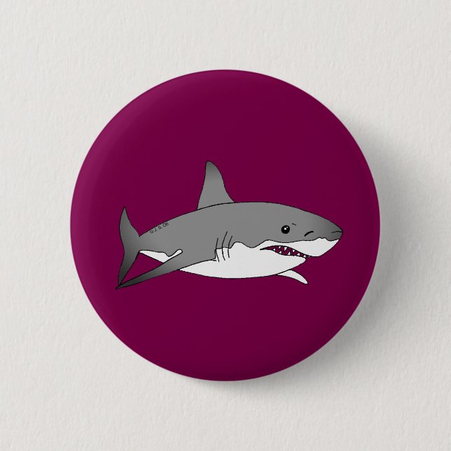 Badge Rond 5 Cm Illustration de dessin de requin cool (Devant)