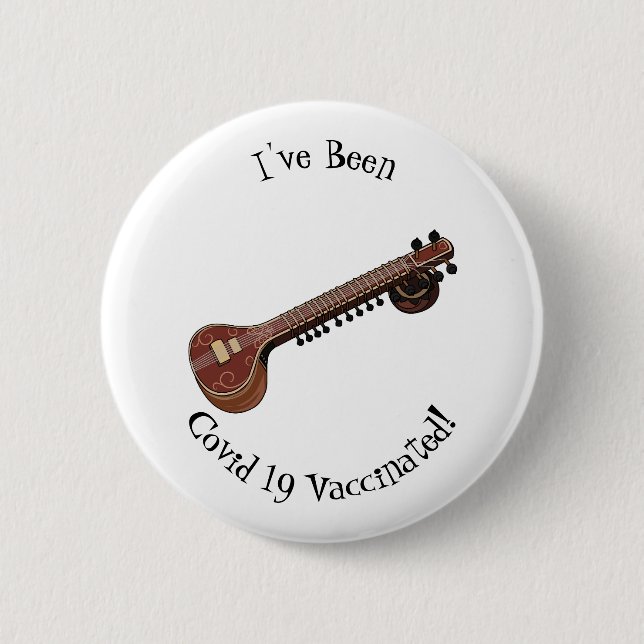 Badge Rond 5 Cm Illustration de dessin de Sitar (Devant)
