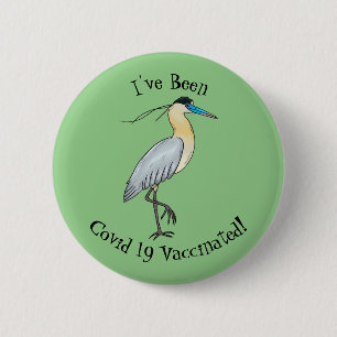 Badge Rond 5 Cm Illustration de dessin d'oiseau de héron plafonné
