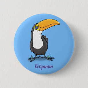 Badge Rond 5 Cm Illustration de dessin humoristique du toucan joye