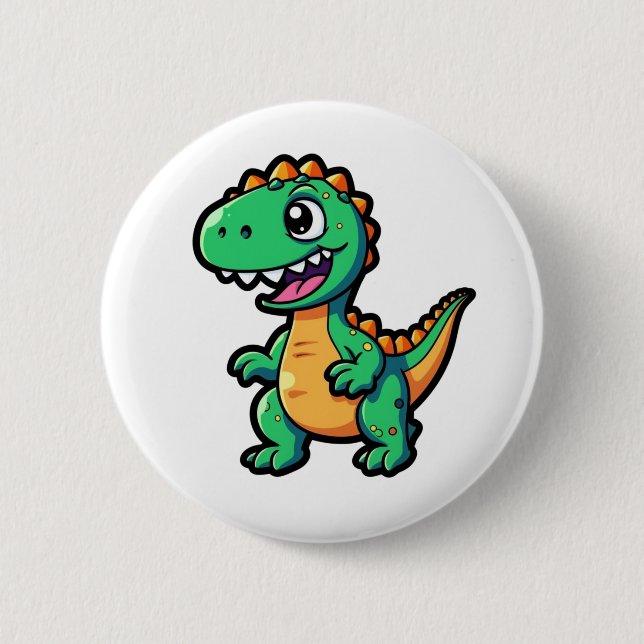 Badge Rond 5 Cm Illustration de dinosaure de dessin (Devant)