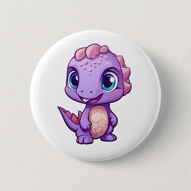Badge Rond 5 Cm Illustration de dinosaure de dessin (Devant)