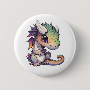 Badge Rond 5 Cm Illustration de dragon de dessin animé