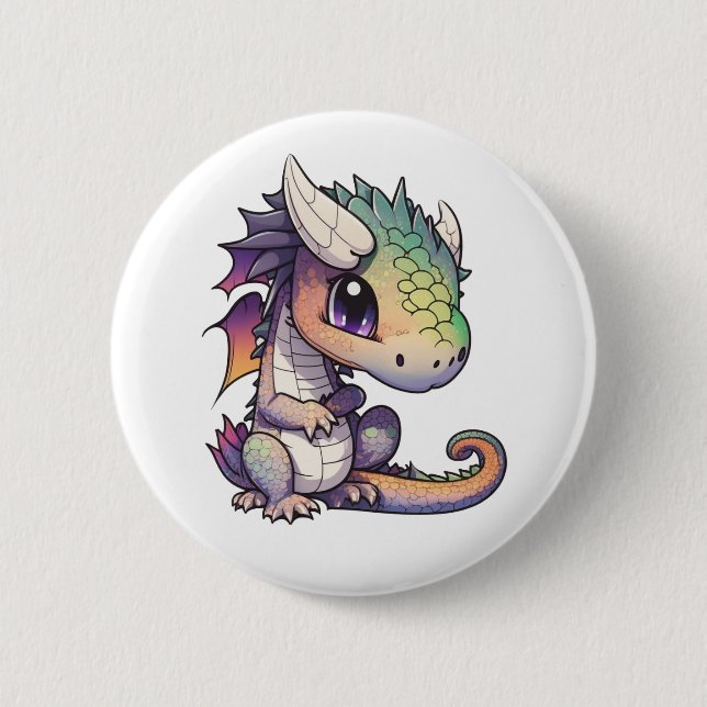 Badge Rond 5 Cm Illustration de dragon de dessin animé (Devant)