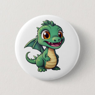 Badge Rond 5 Cm Illustration de dragon de dessin animé