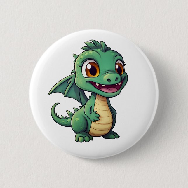 Badge Rond 5 Cm Illustration de dragon de dessin animé (Devant)