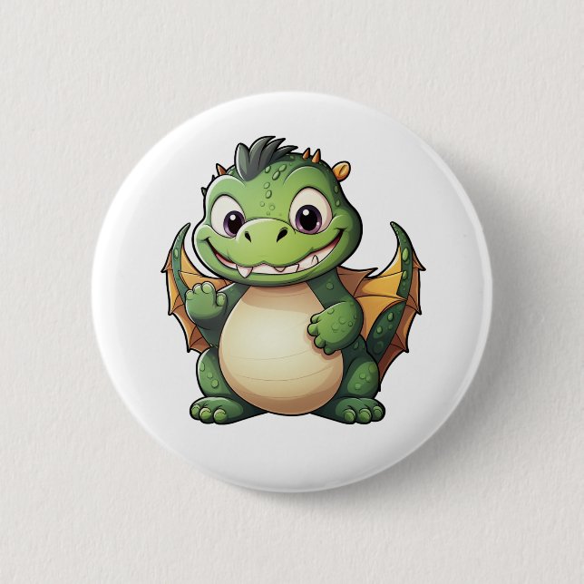 Badge Rond 5 Cm Illustration de dragon de dessin animé (Devant)