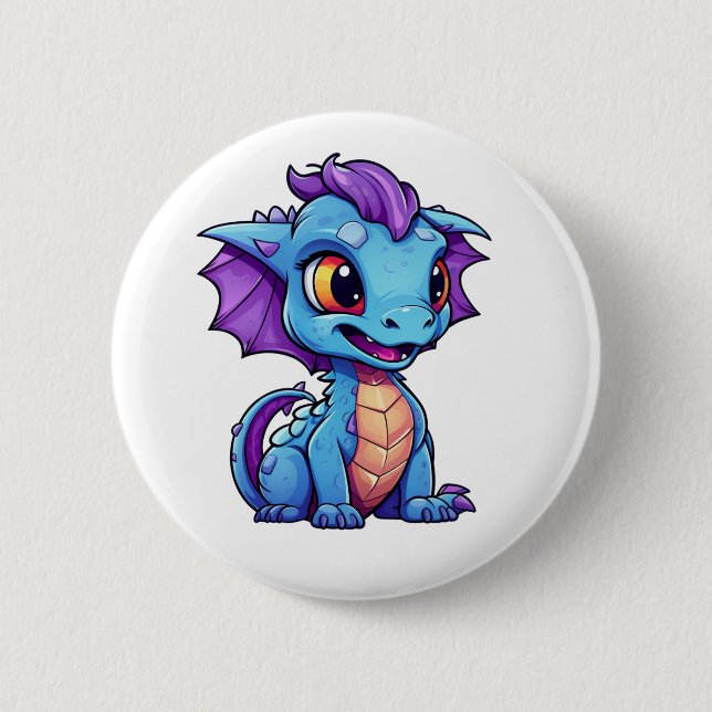 Badge Rond 5 Cm Illustration de dragon de dessin animé (Devant)