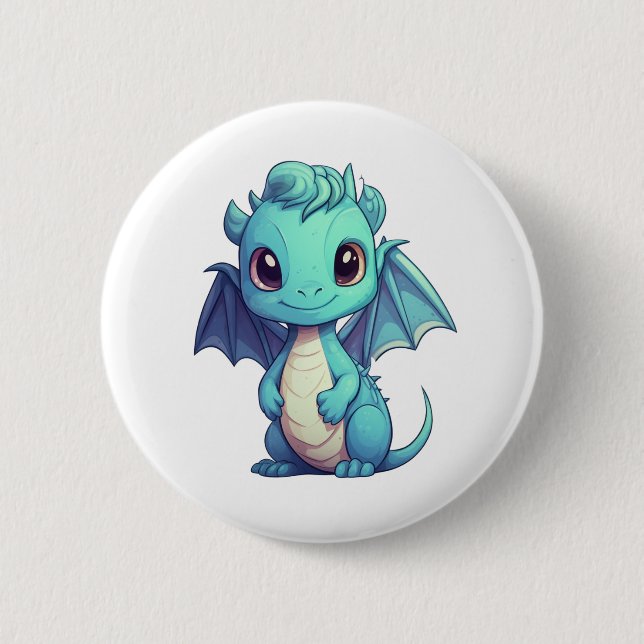 Badge Rond 5 Cm Illustration de dragon de dessin animé (Devant)