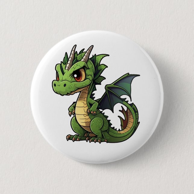 Badge Rond 5 Cm Illustration de dragon de dessin animé (Devant)