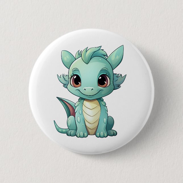 Badge Rond 5 Cm Illustration de dragon de dessin animé (Devant)