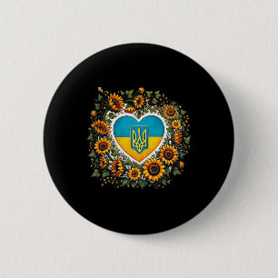 Badge Rond 5 Cm Illustration de drapeau ukrainien et tournesols 1