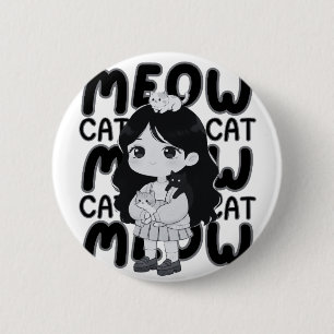 Badge Rond 5 Cm Illustration de fille chibi esthétique amoureuse d